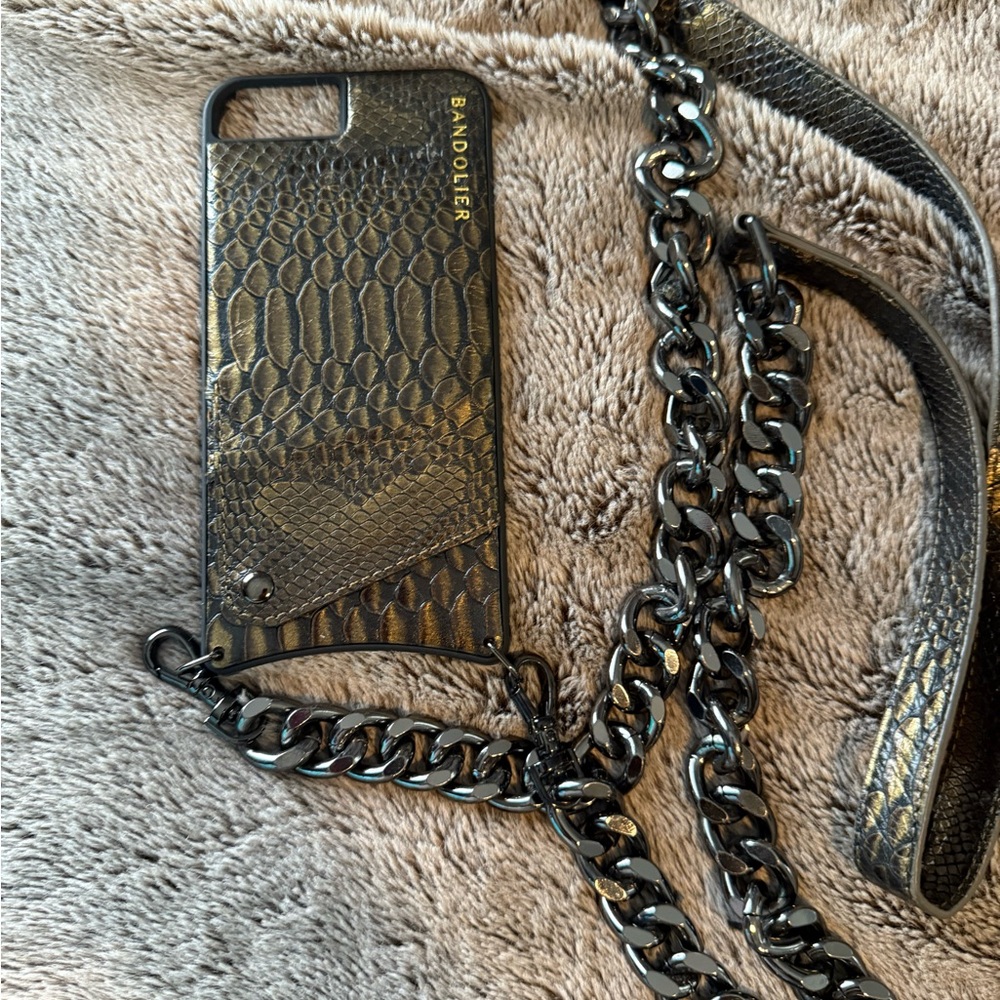 Bandolier Black and Gold Phone Case with Chain - for Iphone 8 plus